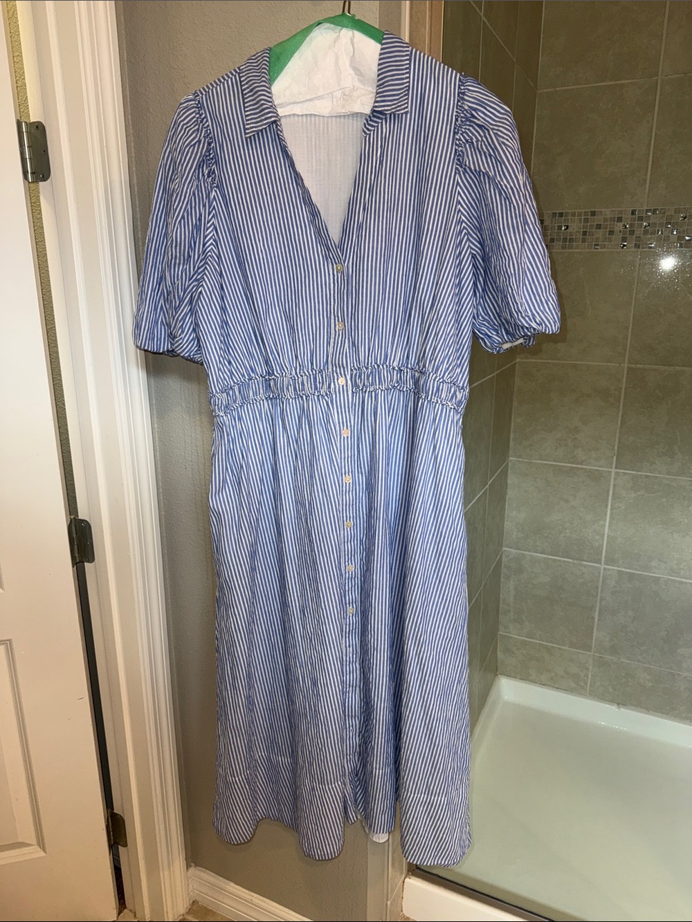 Lilly Pulitzer Tessie Midi Oxford Stripe Coastal Blue Dress Size 16 with pockets